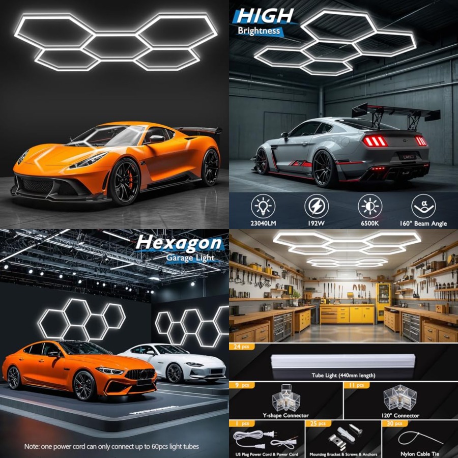 육각형 차고 조명, LED 허니콤 천장 조명, 192W - Car Led Light 리뷰 및 가격